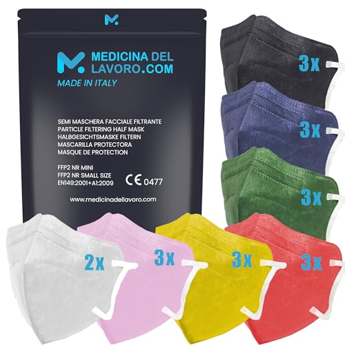 20 Mascarillas FFP2/KN95 Colores Talla Pequeña Small Homologadas Certificación CE de 4 Capas, Máscara Protectora de Polvo, Mascarilla de Protección con Filtros de Calidad BFE≥95, 20 Piezas