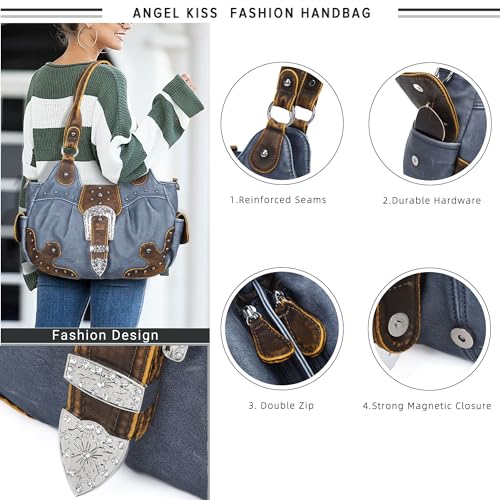 Image of Angel Kiss Hobo Bags for Women Vegan Leather Purses and Handbags Ladies Chic Shoulder Bags Crossbody Purses with Metal Studs