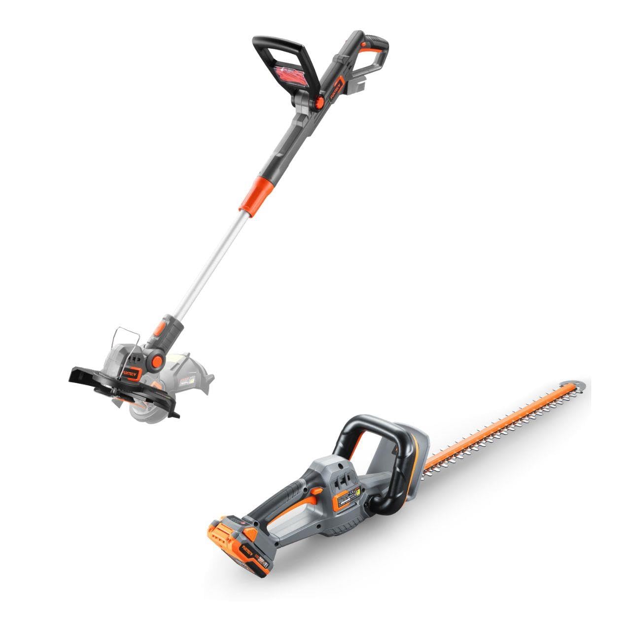 FUXTEC 20V Garten-Set FX-20VSET5 aus FX-E1RT20SET und FX-E1HS20-2,2Kg & 3,6Kg, 25cm Schnittbreite, 52cm Schnittlänge