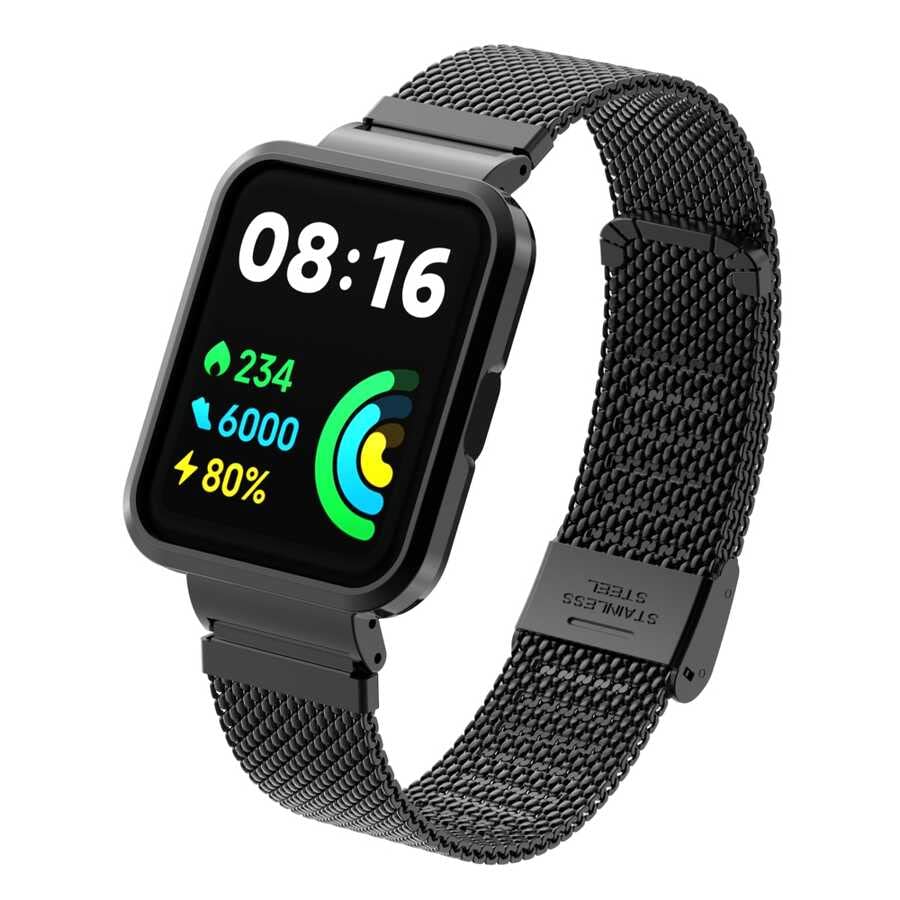 Zore Xiaomi İle Uyumlu Redmi Watch 2 Lite KRD-66 Metal Kordon Siyah