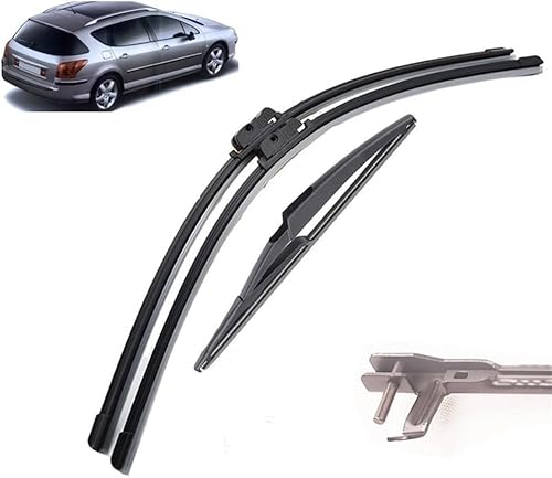 MadongJ Windshield Windscreen Wiper Blades for Peugeot 407 Estate 407SW 2004-2010 28in+28in+11in, Replacement Blades All-Weather Performance Streak-Free Windshield Wipers