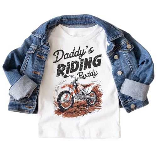 Daddy's Riding Buddy Toddler Shirt - Vintage Dirt Bike Shirts For Enduro Motorcycle Racing Boys And Girls Kids Natural Toddler & Youth Clothing2