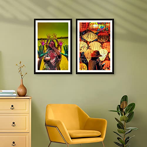 Image of Ritwika's Customized Set of 2 Premium Personalized Print Collage Frames with Your Photos In 2 Sizes | One 8X12 & One 8X12 In | For Anniversary, Birthday, Wedding, Couples, Two Frame Colour