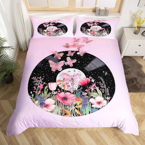 Funda Nordica Cama 105 Registro Ropa de Cama Mariposa Microfibra Suav Funda Edredon 200x200, Funda Nórdica Flores y 2 Funda de Almohada 50x80 cm, e6133