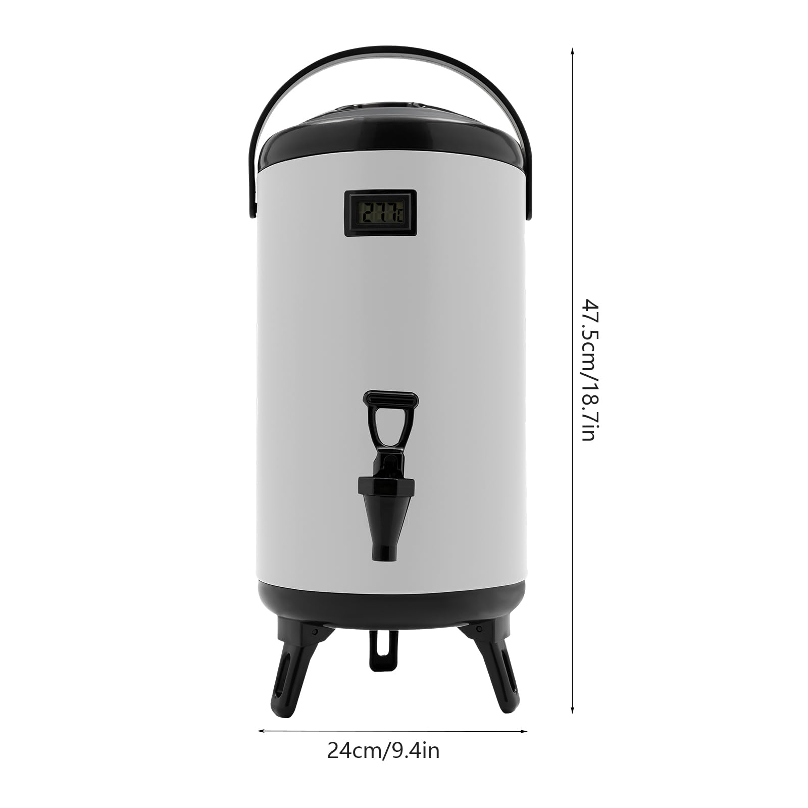 HZOPUTLH Insulated Beverage Dispenser, 12L/3.17Gal 201 Stainless Steel Coffee Dispenser with Pump, Insulating Time About 12h Large Thermos Pot with Electronic Screen for Cold and Hot Drinks (White)
