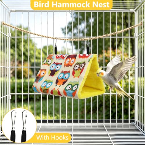 Image of Hypeety Bird Nest Cozy Hanging Bed Cage Warm Plush Hut for Bird, Yellow, M