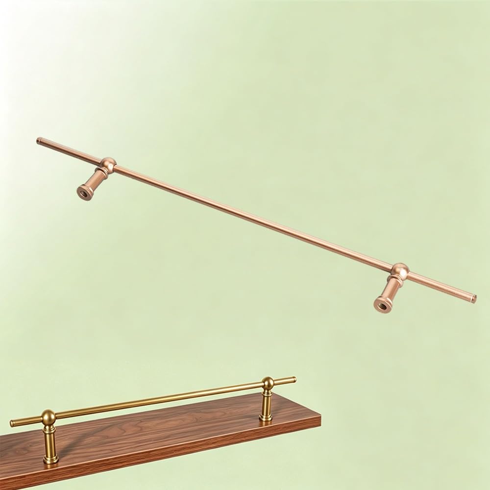 TAJMDGW Cabinet Guard Railing Anti-Fall Tipping Shelf Rail Guard Fence Aluminum Guardrail Bars Decorative Storage Safety Bar for Bookshelves Bathroom(Gold,70cm(27.5"))