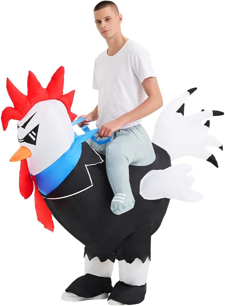 Decalare Inflatable Costume For Adults,Ride On Chicken Costume, Halloween Costumes For Men/Women,Funny Blow up Costumes