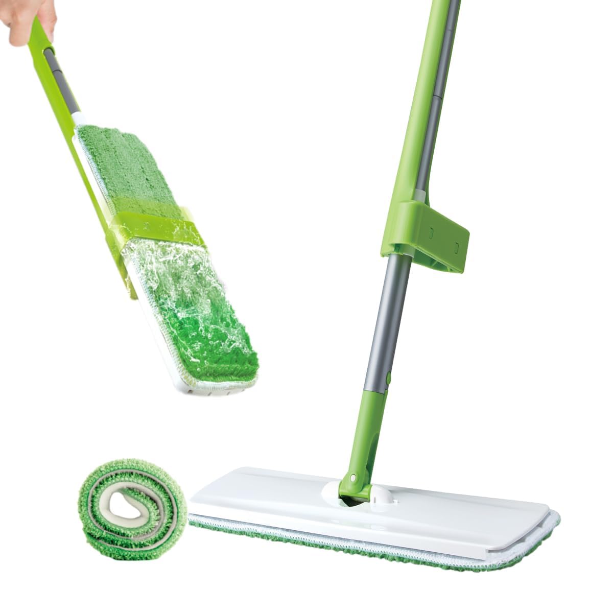Scotch-Brite Hands-Free Microfiber Flat mop Without Bucket Refill (Pack of 1, Green)-picture-10