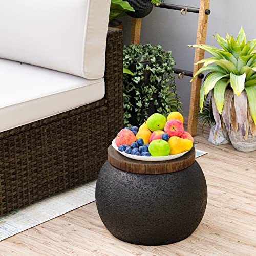 Hompus Concrete Outdoor Side Table Jar Shaped Round Coffee Table thumb #4