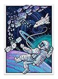 ROMPECABEZAS CON UN AMIGO ¡Con cada rompecabezas se incluyen dos pares de gafas gratuitas (gafas 3D rojas y azules)! ¡También hay un póster gratuito de tamaño completo, para que usted y un compañero explorador espacial puedan explorar el universo juntos!