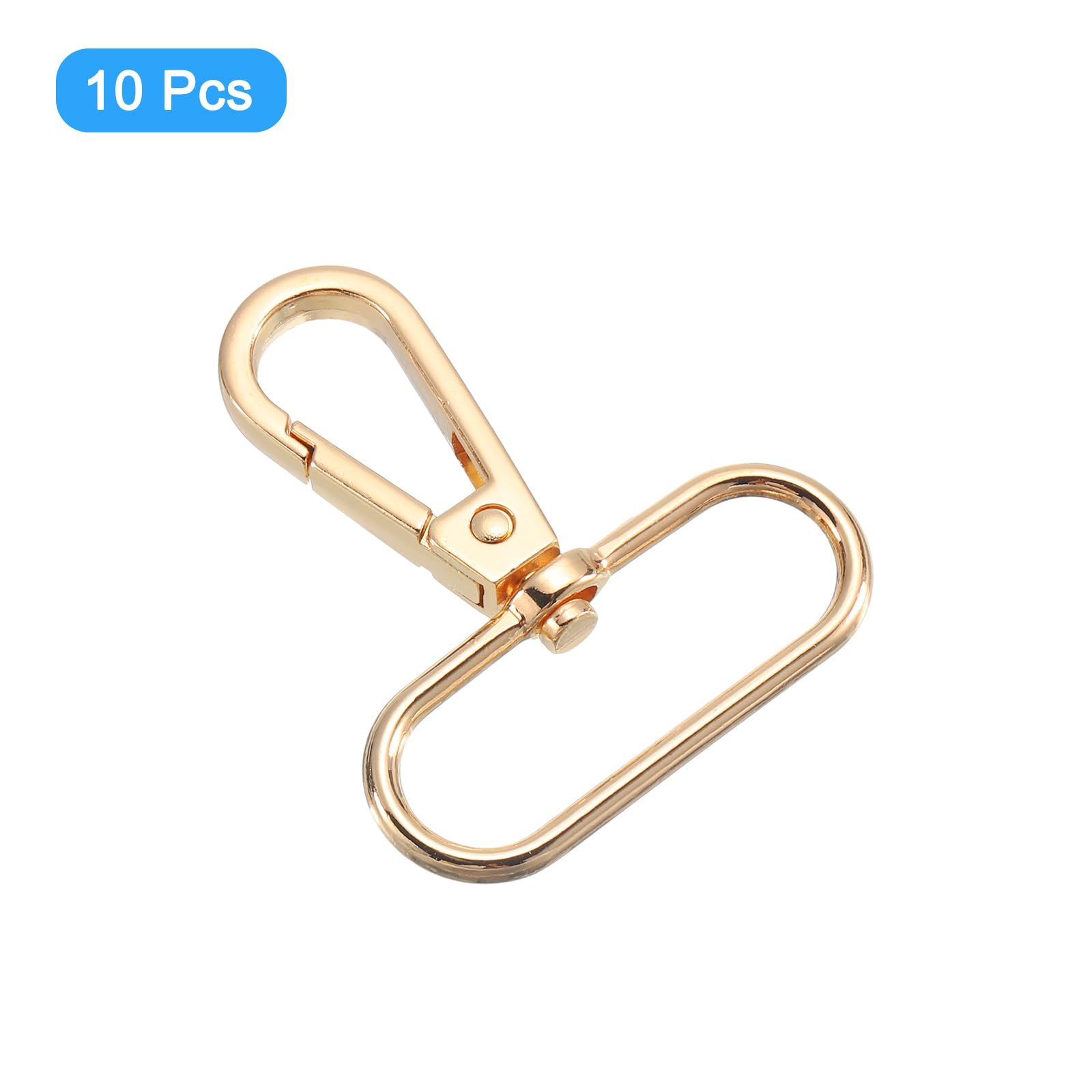 QUARKZMAN 10 stuks karabijnhaken, draaibaar, 0,8 inch (0,8 inch), van metaal, ovaal, voor handtassen, sleutelhangers, bronskleurig