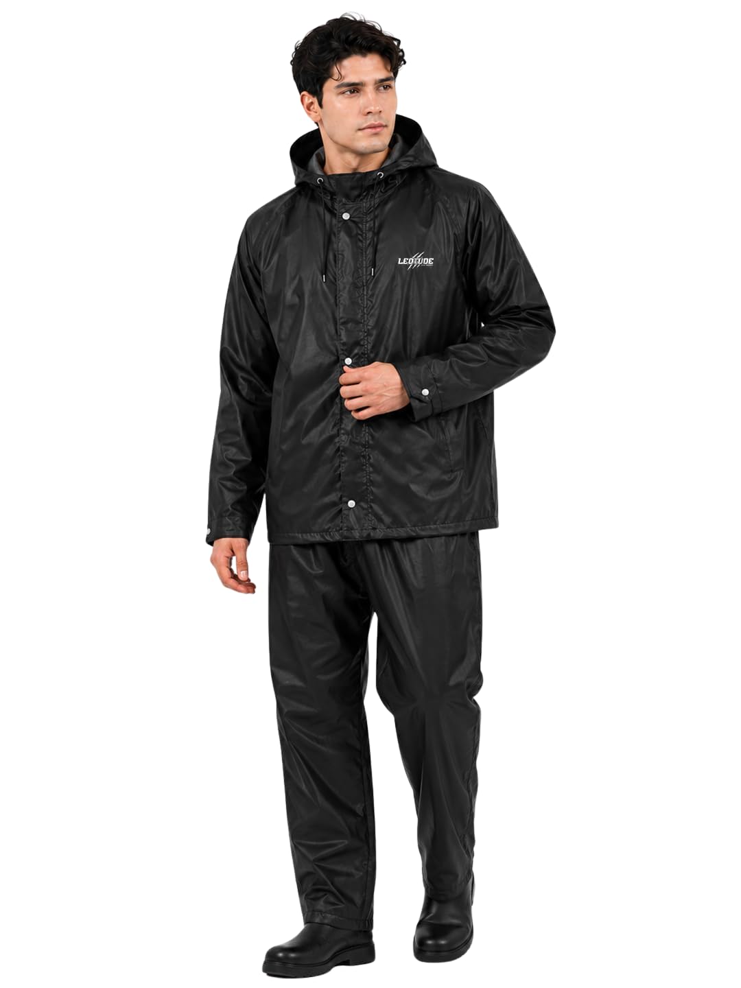 Men's Waterproof Rain Suit with Jacket and Pant With Reflective Surface, Extended Hood, Ouside and Inside Pocket-image-8
