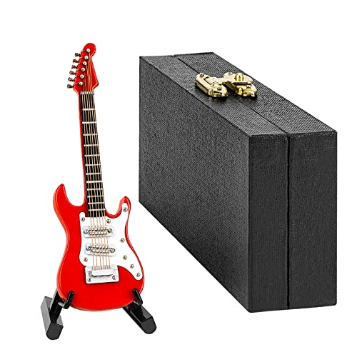Musiin Miniature Guitar with Stand and Case, 10cm Mini 6 Strings Electric Guitar, Home Music Studio...