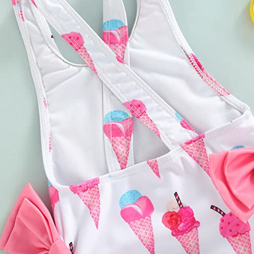 Image of Toddler Kids Girl One Piece Swimsuit Floral Sleeveless Backless Swimwear Bowknot Ruffled Bathing Suit Beachwear