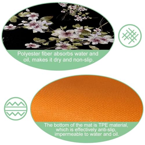 Alfombrillas de cocina VAPOKF con diseño de hojas y flores pack de 2 lavables 5