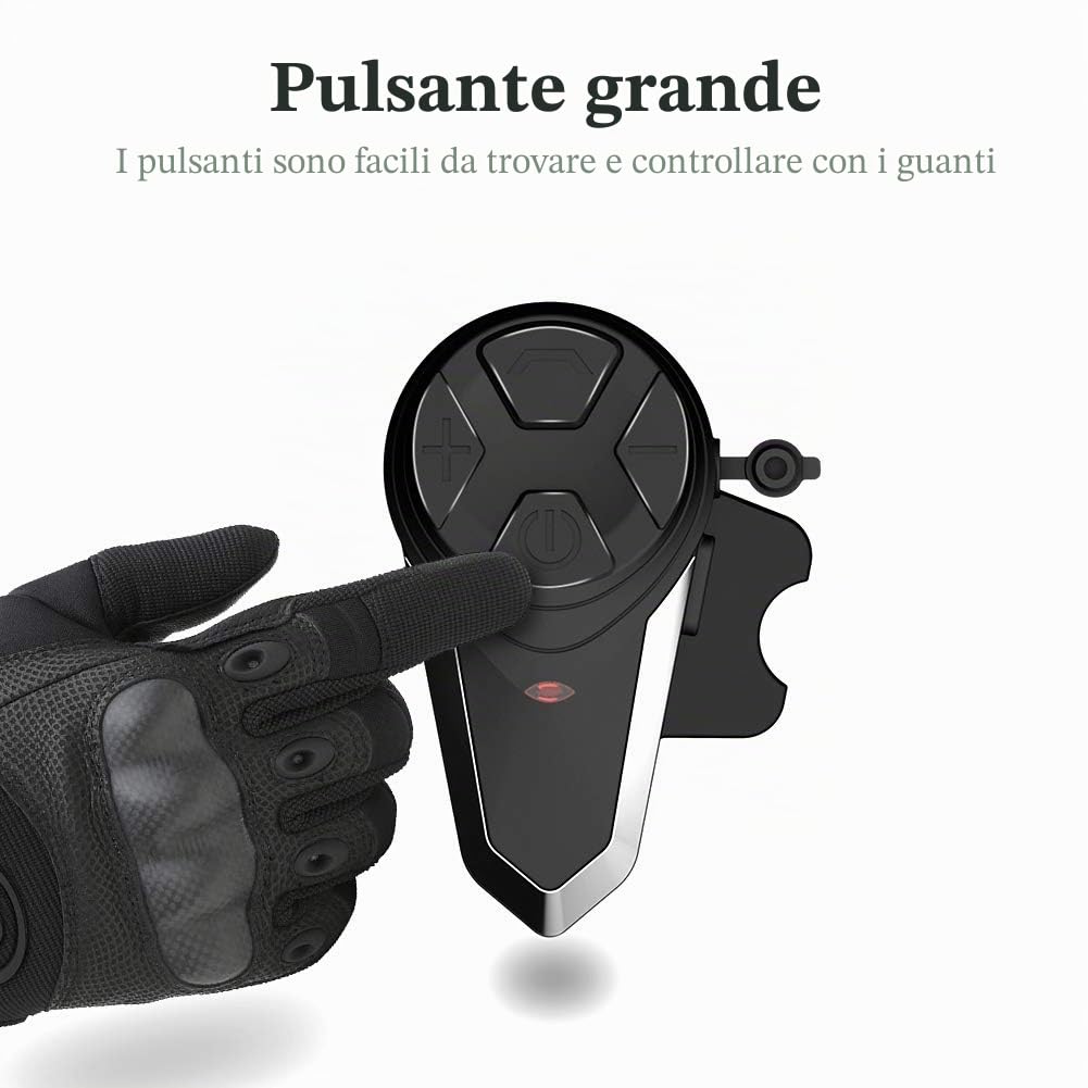 BT-S3 1000m Cuffie per casco interfono Cuffie Sistemi di comunicazione in tempo reale Vivavoce Radio FM Impermeabile Interfono Bluetooth per 2 o 3 Riders(2 Pezzi)