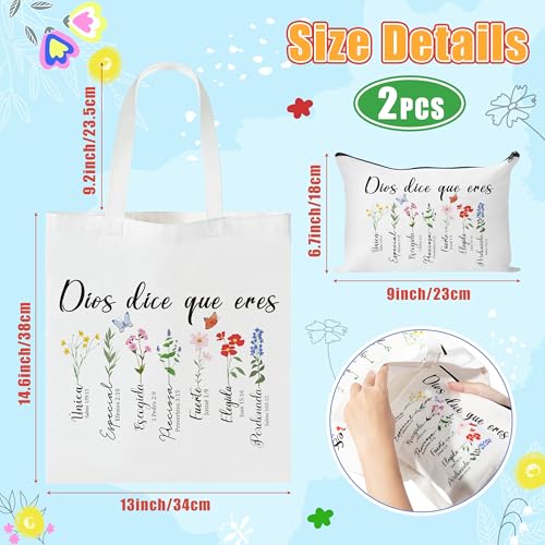 Image of Y1tvei Canvas Bags Gifts, Tote Bag with Makeup Pouch, Birthday Party Favors