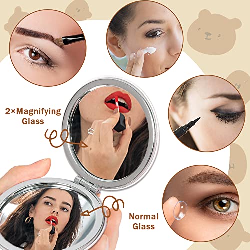 Pocket Mirror（6 Pcs） Mini Purse Mirror Travel Makeup Mirror Compact Mirror Beauty Magnifying Double Sides Pocket Mirror Portable Handheld Folding Pu Leather Mirror For Women Girls #TOP3