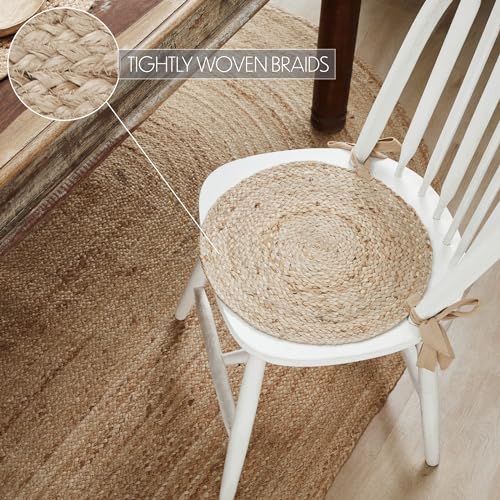 VHC-Brands-Jute-Chair-Pad-Jute-Dining-Room-Kitchen-Chair-Pads-Seat-Cushion-with-Ties-Natural-Jute-Collection-Round-15×15-Natural VHC Brands Jute Chair Pad Jute Dining Room Kitchen Chair Pads Seat Cushion with Ties Natural Jute Collection Round 15×15 Natural