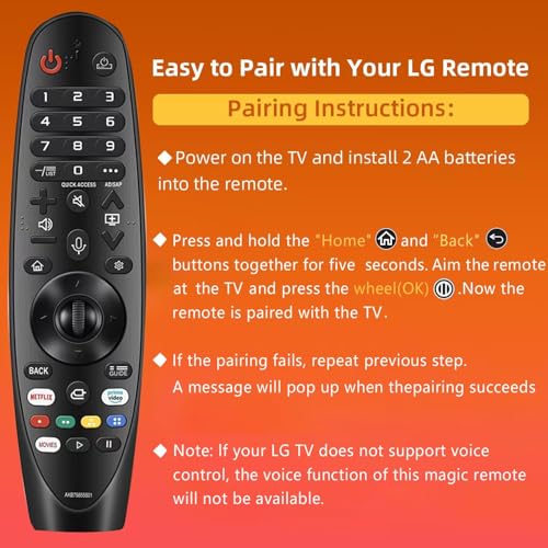Image of Replacement for LG Remote Control for Smart TV from 2018-2025, for Magic LG TV Remote Replacement with Voice and Pointer Function. 1-Year Warranty.