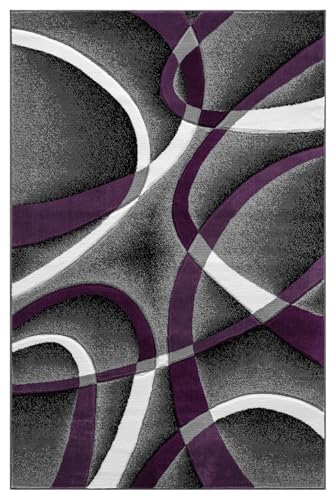 Tapete decorativo moderno abstracto 147x142 cm púrpura miniatura 2
