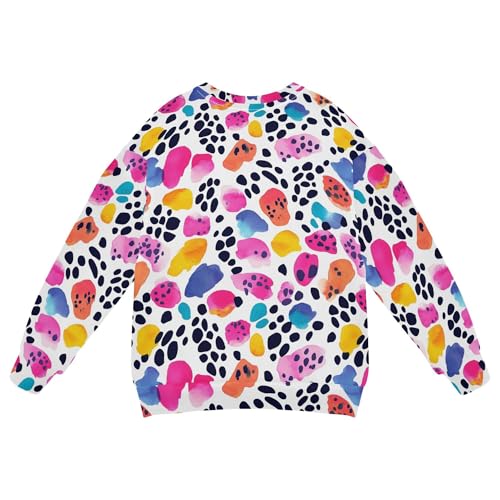 JUNZAN Watercolor Leopard Printed Big Girls Sweatshirts Hoodies Fleece Kids Hoodies Boys Camping 4T2