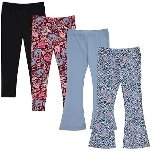 BTween Girls' 4-Pack Rib ITY/Brushed ITY Leggings - Soft, Stretchy, and Comfortable Pants - Chamb, Size 8 Cover