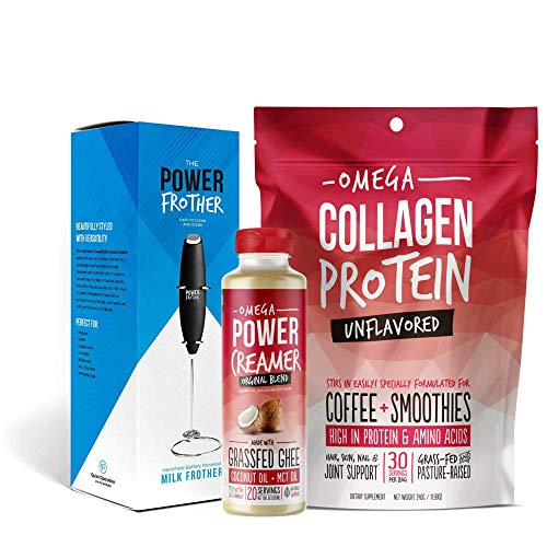 Omega PowerCreamer - Original Keto Coffee Creamer - Grass fed Ghee, MCT Oil, Organic Coconut Oil | Sugar Free, Low Carb, Gluten Free, Liquid, No Refrigeration (20 Servings)