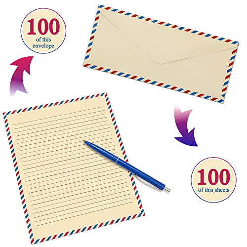 O conjunto de letras de envelopes e papel de papelaria vintage com 200 folhas inclui 100 folhas de p