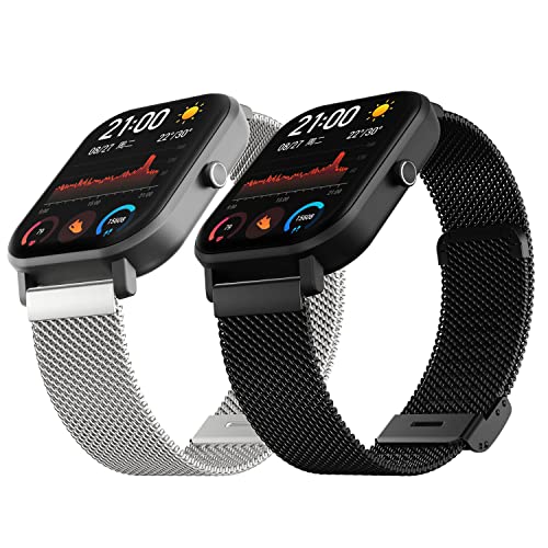 Yabzoz Cinturino Acciaio Inossidabile Metallo Compatibile Con Amazfit Gts 4 Mini/Gts 3 / Gts/Gts 2 / Gts 2E / Gts 2 Mini/Gtr 42Mm / Bip/Pop/Pop Pro Ci
