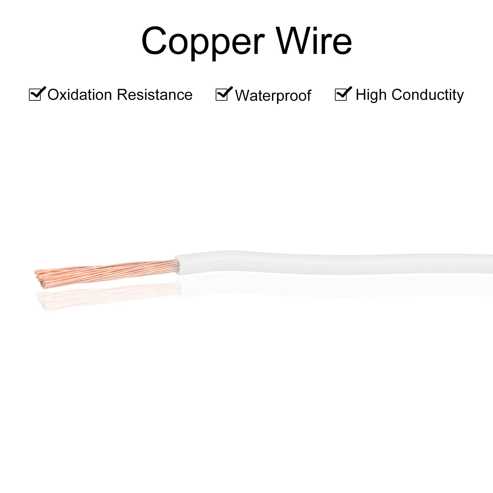 QUARKZMAN Cable Eléctrico Aislado Cobre Trenzado 14 AWG 150 Pies Cable Conexión THHN Cable Para Timbre Cableado Industrial Cableado Para Remolques Para 600 Voltios Listado UL Blanco