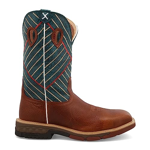 Twisted X Men's 12" Alloy Toe Western Work Boot, Square Toe with Cellstretch, Cognac & Dark Green, 7.5 D by Twisted X - Image 5