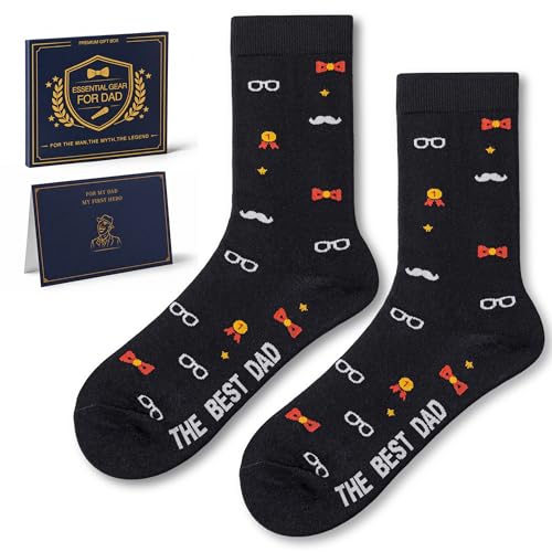 afunnykaggles Funny Socks for Dad or Dad to Be Fathers Day with Greeting Card & Gifts Box New Father Baby Shower Birthday (US Alpha One Size Regular Regular Father sock)