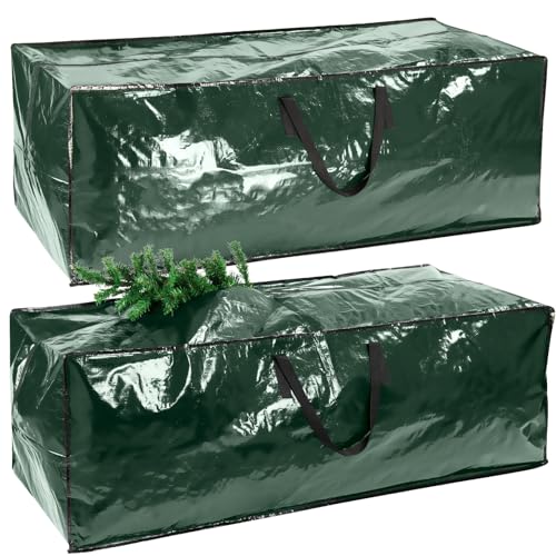 Paquete de 2 Bolsas de Almacenamiento para Árbol de Navidad Extra Grandes Jumbo, Bolsas para Decoraciones y Luces Navideñas con Asas y Cremallera, Adecuadas para Árboles de Hasta 2,7 m, 160 CM