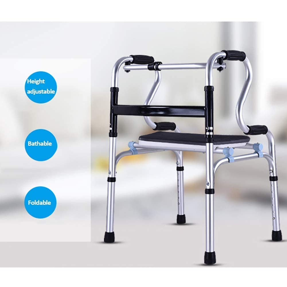 Chodziki dla seniorów Lekki chodzik Rollator, aluminiowy chodzik chodzik, siedzenie i koła, podwójny układ hamulcowy, alternatywa dla kul, podnoszony wyściełany chodzik, trwała pomoc w poruszaniu się