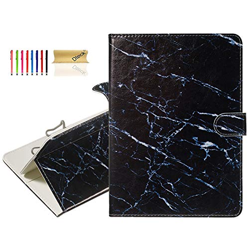 Dteck 7.5-8.5 Inch Universal Tablet Case - Slim Lightweight Nice Cute Folio Wallet Stand Cover Case for Samsung Tab 8.0/ Alcatel 3T A30 8"/ Lenovo Tab 4 8"/ Walmart Onn 8"/LG G Pad F2 8.0-Black Marble