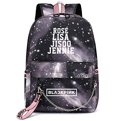 JUSTGOGO KPOP BLACKPINK Mochila de hombro escolar bolsa de libros con puerto de carga
