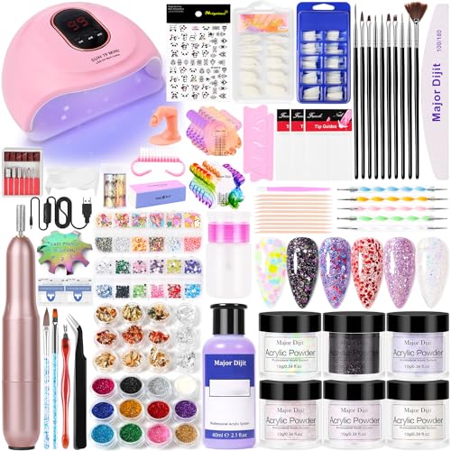 DouborQ Acrylic Nail Kit with Electric Nail Drill Nail Lamp,U V Nail Dryer Light Manicure Pen ,False Nail Tips Starter Set Acrylic Nail Art Supplies for Beginner with Everything (MT20-12)