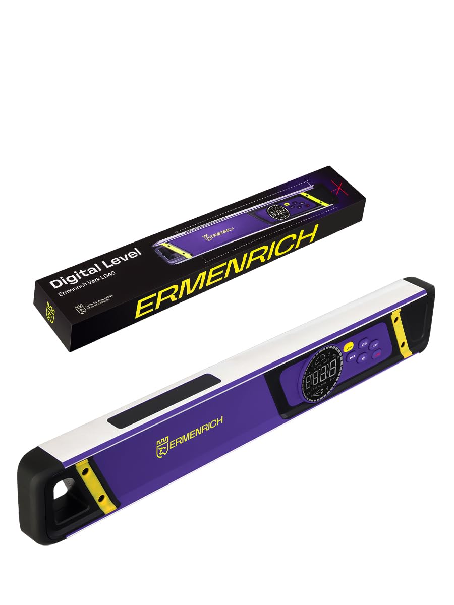 Verk LD40 Livella Digitale con Laser Integrato 0–360° Livella Elettronica 402 mm Cambio Unità Precisione ±0.1° Display LCD Spegnimento Automatico Allarme Sonoro IP54 per Edilizia e Fai da Te