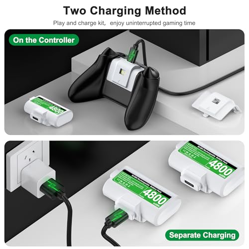 image for DINOSTRIKE Xbox Battery Pack Rechargeable with 4 Back Covers and a USB