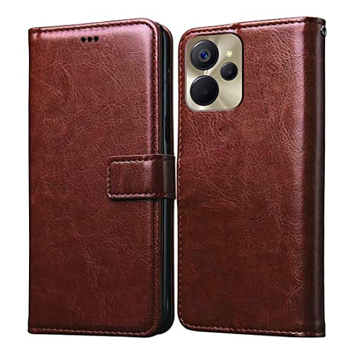 Image of Flip Cover Back Case for Realme 9i 5G | Premium Leather Finish | Inbuilt Pockets & Stand | Flip Cover Back Case for Realme 9i 5G (Brown)