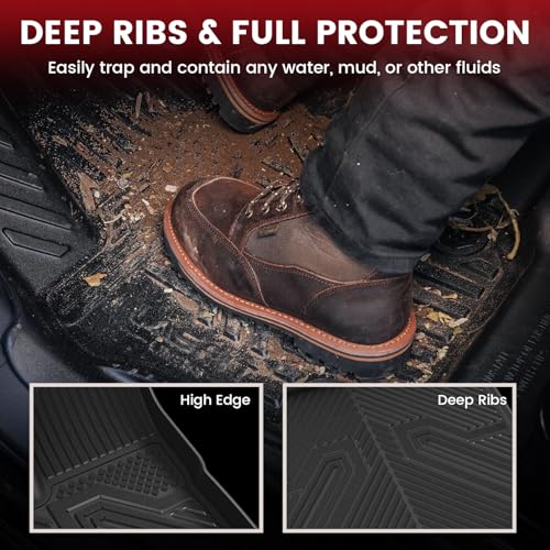 Image of LASFIT Floor Mats & Cargo Liner for Chevy Equinox /GMC Terrain 2018-2024 | Not for Equinox EV, All Weather TPE, Custom Fit Full Set, Easy to Wash, Durable Black Floor Liners with Backrest Mat