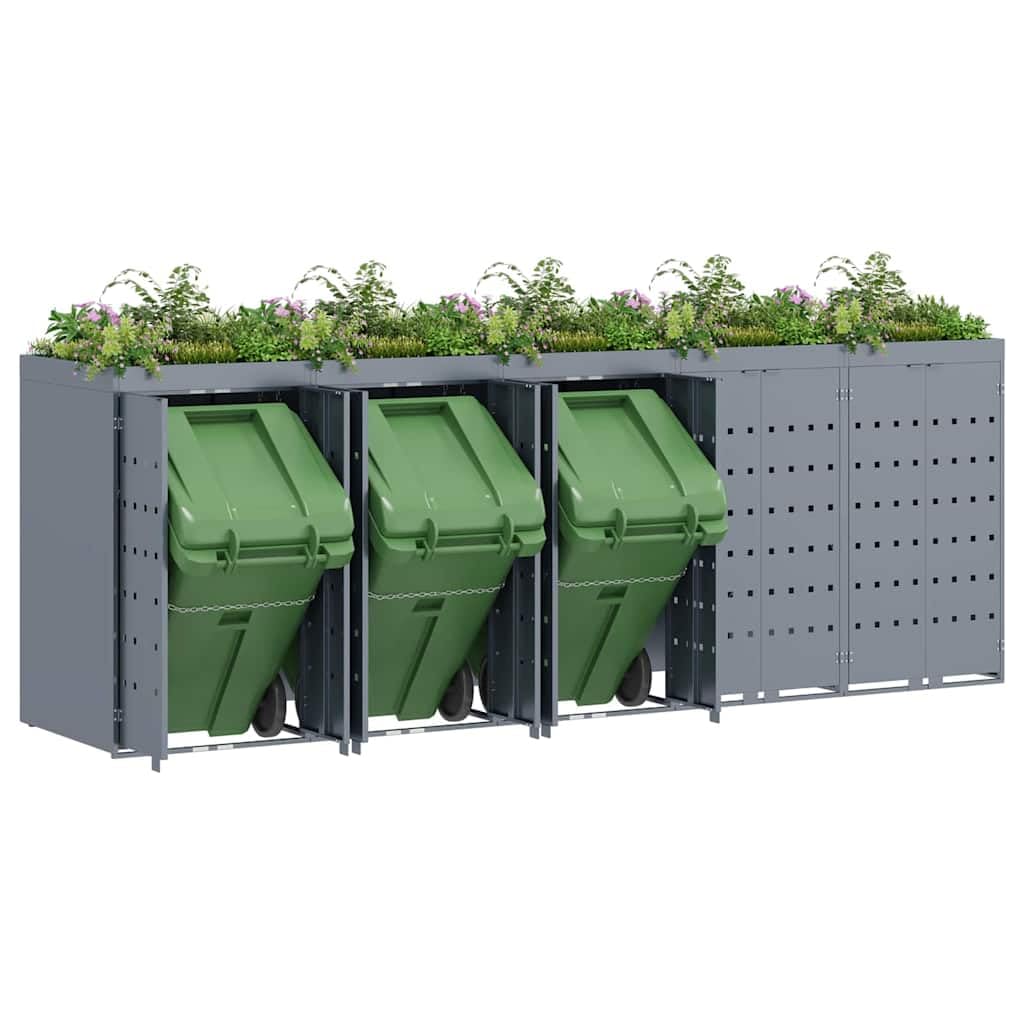 Genérico Almacenamiento de Cubos Wheelie para 5 Cubos Gris Claro,Casa y jardín,Productos del hogar,Accesorios para contenedores de residuos,Soportes para contenedores de residuos-3394751