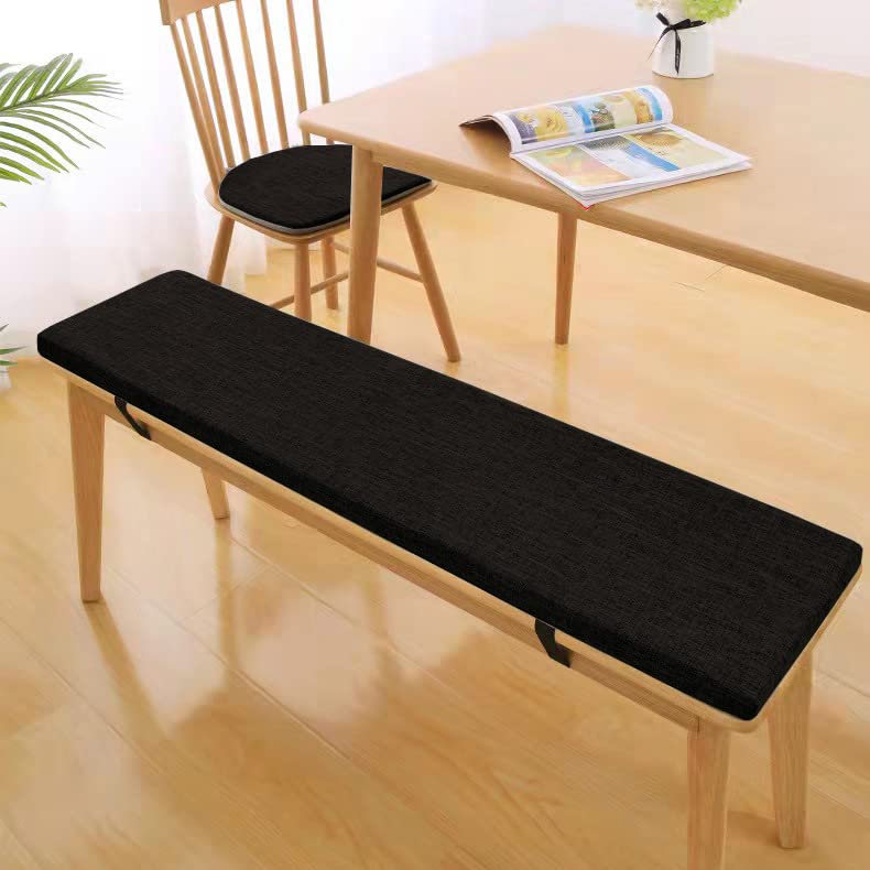 Cojín para banco de comedor largo y negro de 140 cm ideal para desayunos familiares confortables