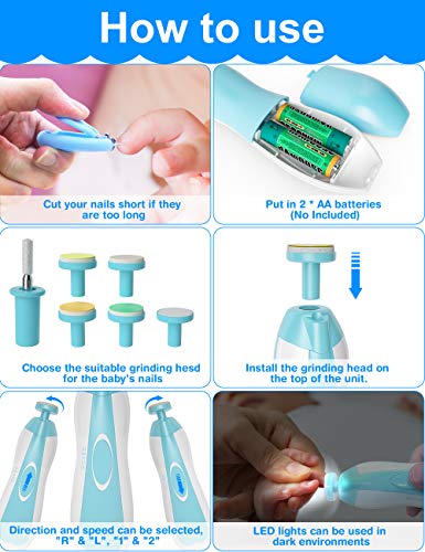 Ottolives Baby Healthcare And Grooming Kit, 24 In 1 Baby Electric Nail Trimmer Set Newborn Nursery Health Care Set For Newborn Infant Toddlers Baby Boys Girls Kids Haircut Tools (0-3 Years+) (Blue) #TOP4