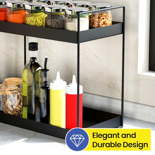 Image of WonderStand NOVA (Black) 2-Tier Countertop Multipurpose Organizer|Tiered Shelf Storage Rack, Counter Top Organiser Storage Shelf for Home Kitchen and Bathroom