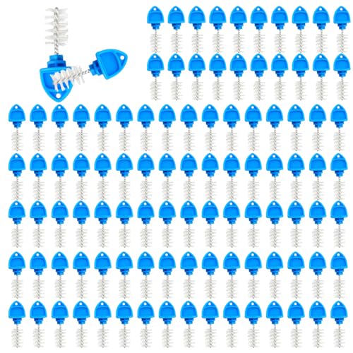 UCEHIPAW 100 Pcs Beer Plugs Tap Brush Reusable Draft Hygiene Brush Beer Faucet Cleaning Plug for Home Party Restaurant Bar (Blue)