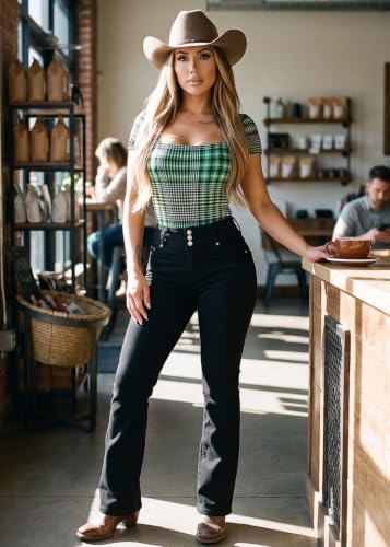 Image of Moda Xpress Women's Butt Lifting High Waisted Bootcut Jeans - Stretchy, Comfortable Flare Jeans in Junior Size Vintage Style