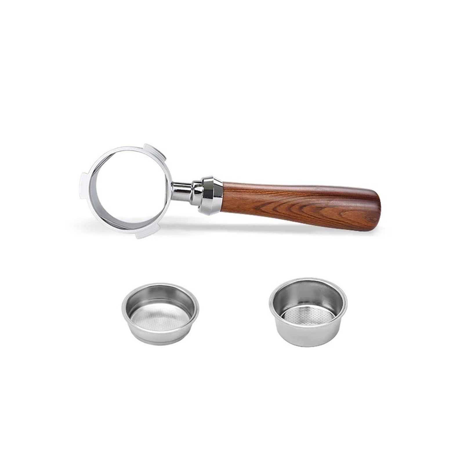 Portafiltro Sin Fondo For Café, Compatible Con Delonghi, Dedica Ec680 Ec685, Mango De Madera Maciza, Herramientas For Cesta De Filtro De Repuesto De 51MM, Adaptación Precisa
